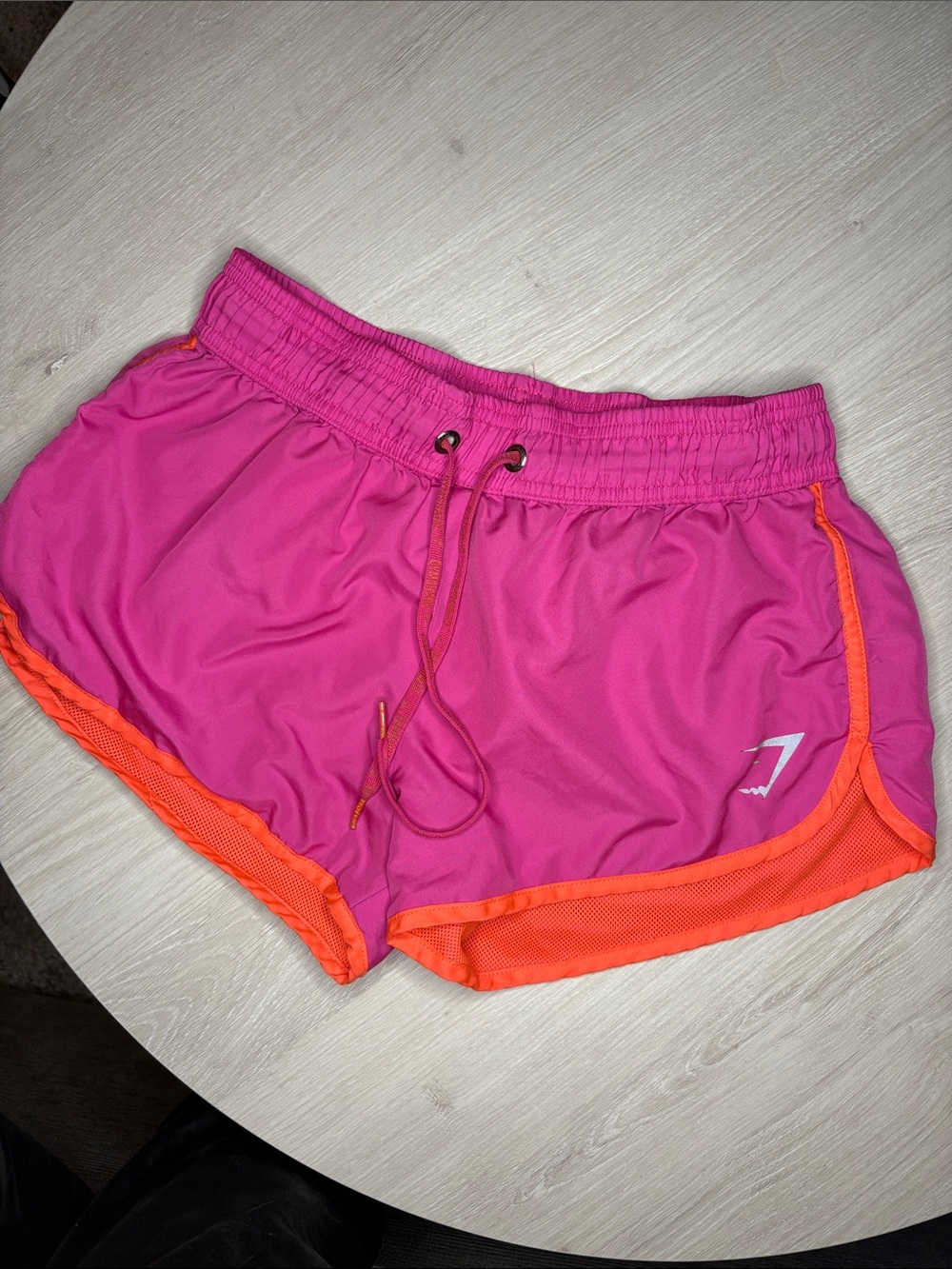 Gymshark Hot Pink Athletic Shorts with Orange Trim